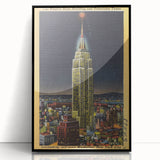 Vintage Travel Poster - Empire State Building at Night, NYC