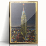 Vintage Travel Poster - Empire State Building at Night, NYC