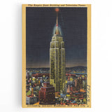 Vintage Travel Poster - Empire State Building at Night, NYC