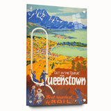 Vintage Travel Poster - Queenstown, New Zealand - Retro Travel Art
