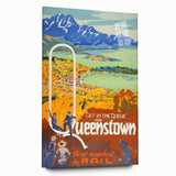 Vintage Travel Poster - Queenstown, New Zealand - Retro Travel Art