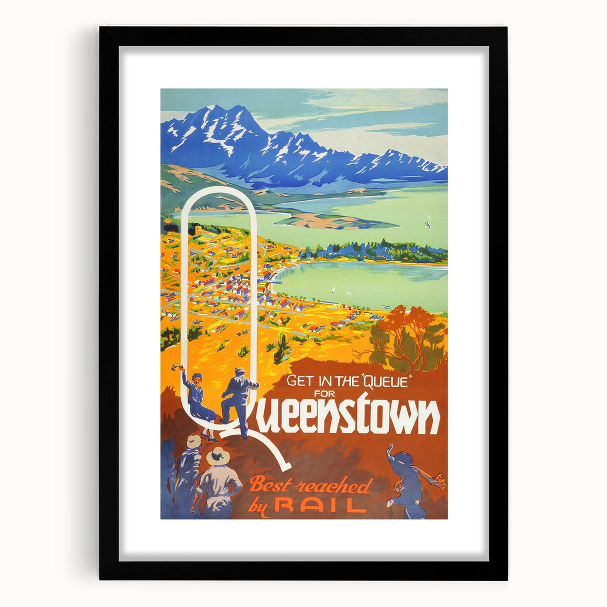 Vintage Travel Poster - Queenstown, New Zealand - Retro Travel Art
