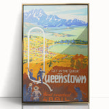 Vintage Travel Poster - Queenstown, New Zealand - Retro Travel Art