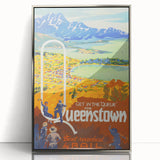Vintage Travel Poster - Queenstown, New Zealand - Retro Travel Art