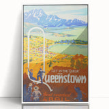 Vintage Travel Poster - Queenstown, New Zealand - Retro Travel Art