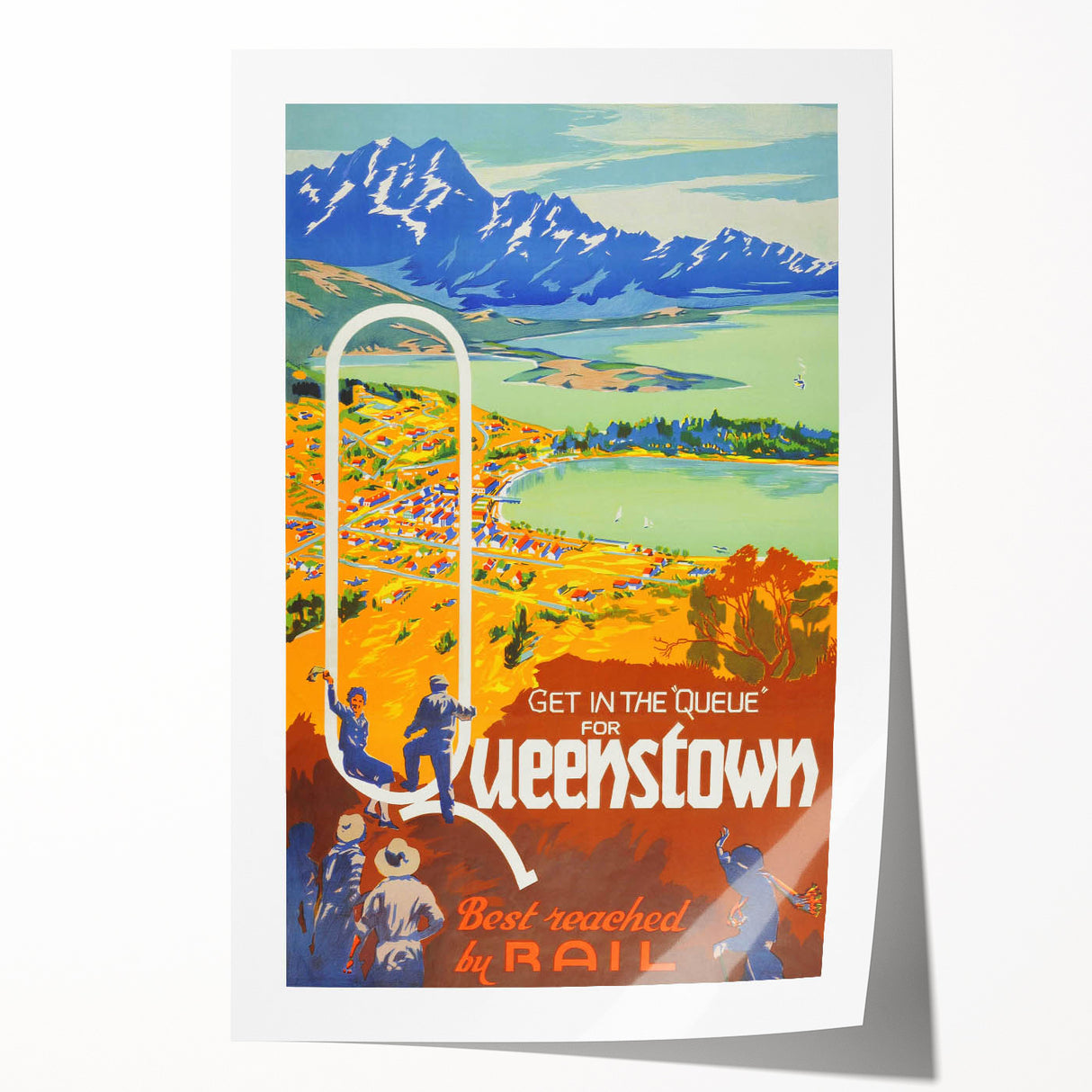 Vintage Travel Poster - Queenstown, New Zealand - Retro Travel Art