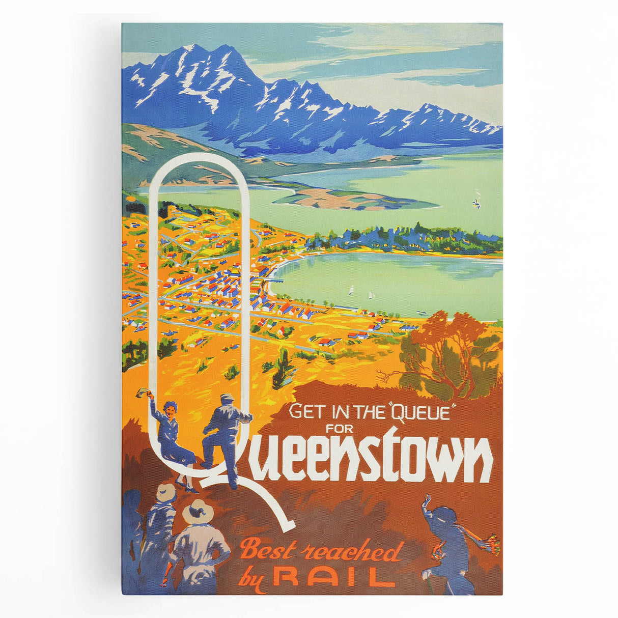 Vintage Travel Poster - Queenstown, New Zealand - Retro Travel Art