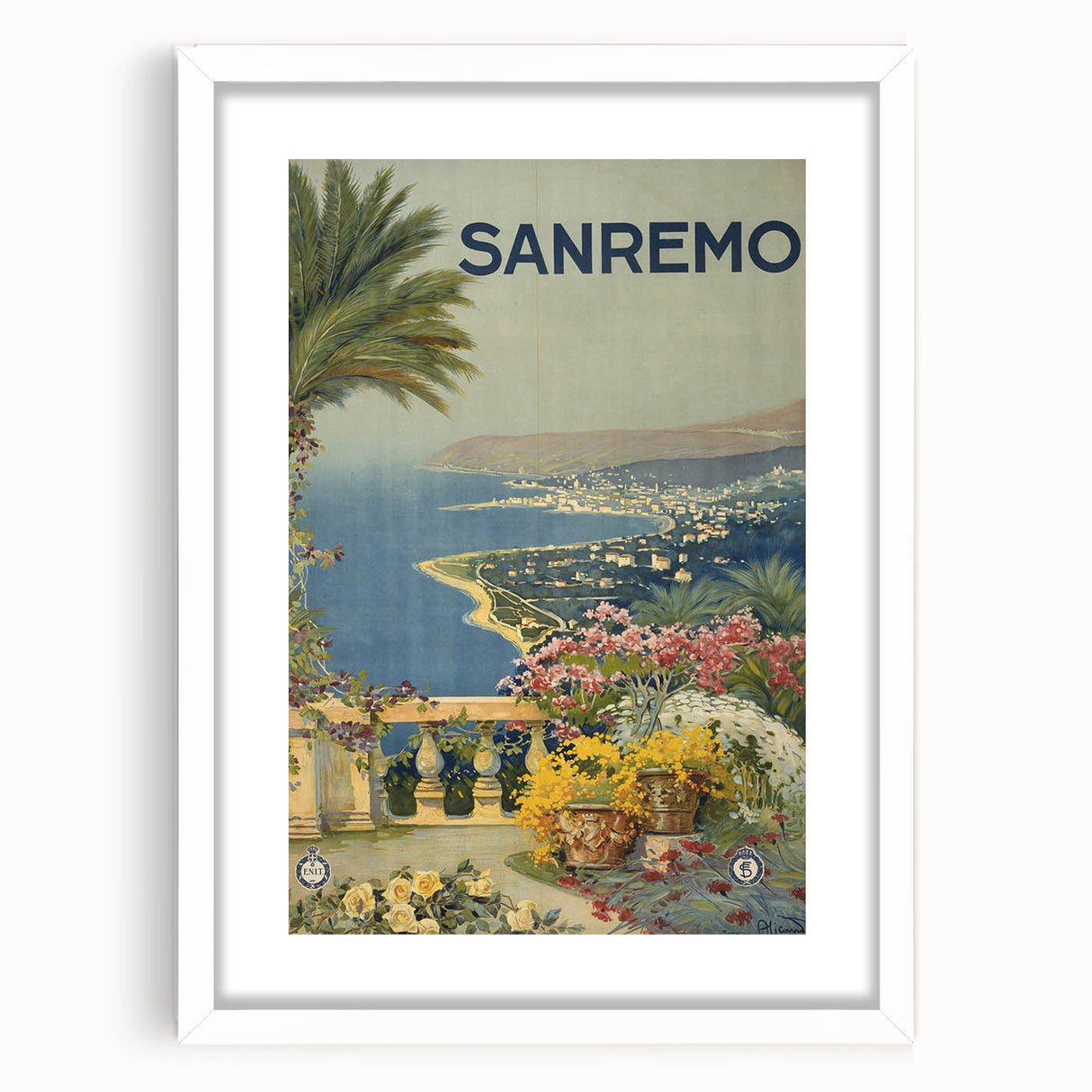 Vintage Travel Poster - Sanremo Italy - Coastal View Art