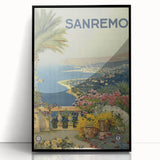 Vintage Travel Poster - Sanremo Italy - Coastal View Art