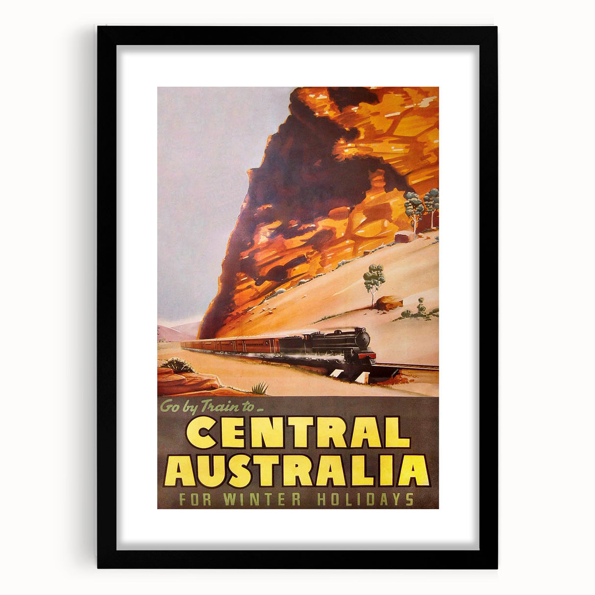 Vintage Travel Poster - Central Australia | Retro Train Art