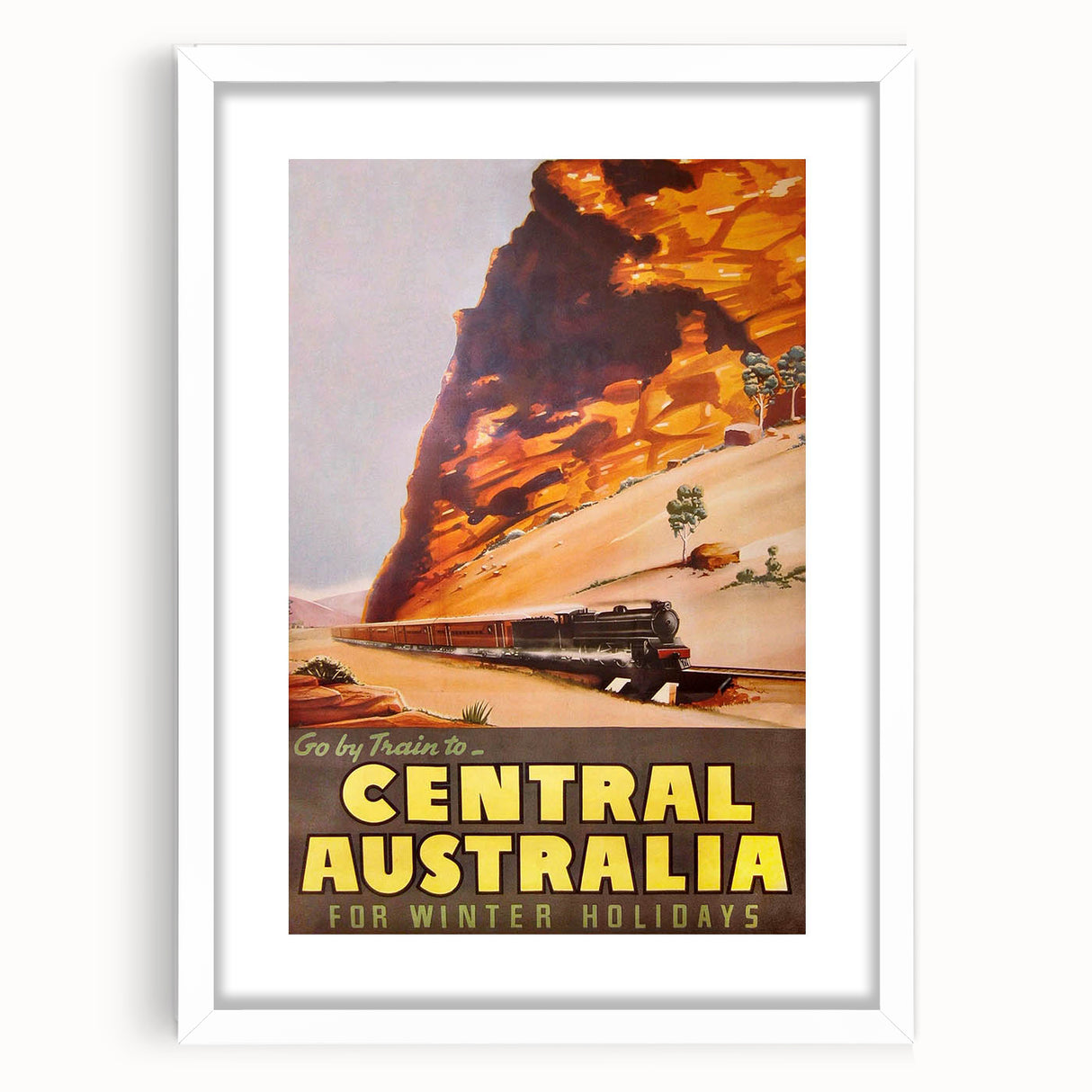 Vintage Travel Poster - Central Australia | Retro Train Art
