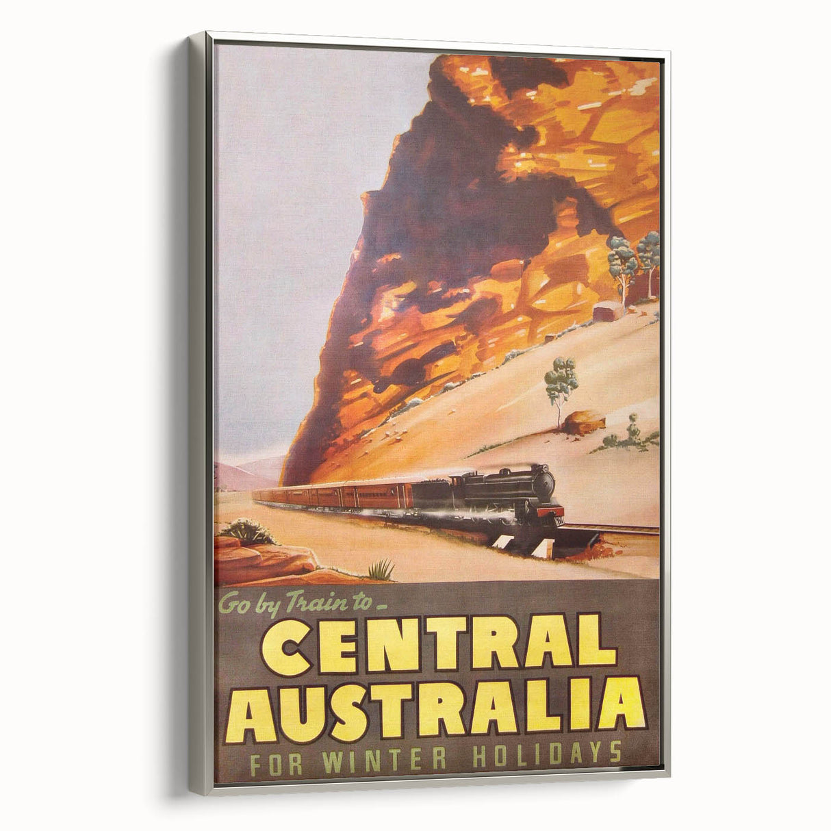 Vintage Travel Poster - Central Australia | Retro Train Art