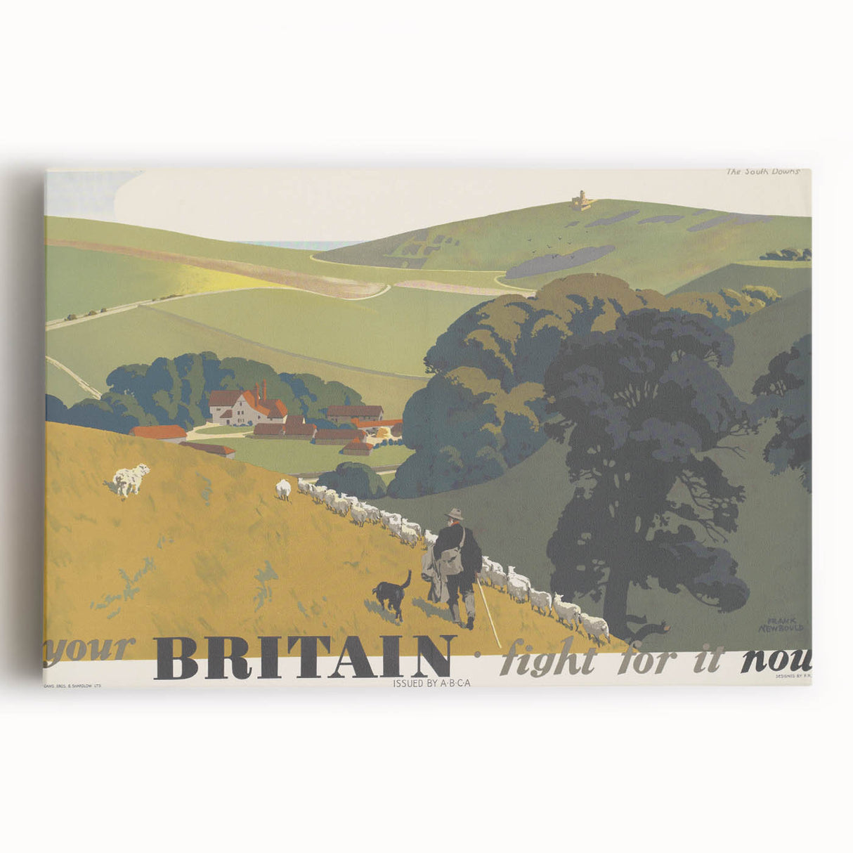 Vintage "Your Britain" Poster - Retro South Downs Landscape Art