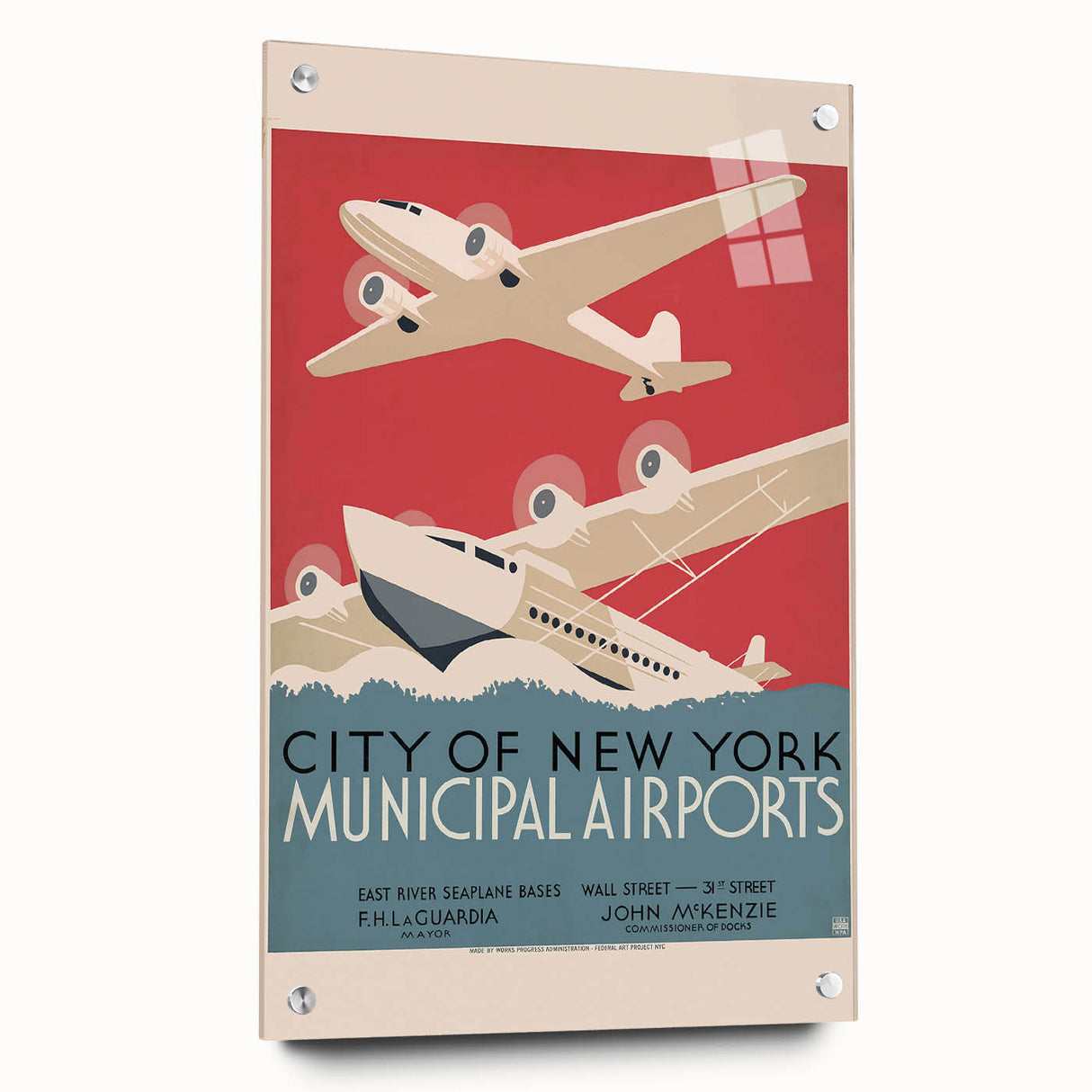 Vintage Travel Poster - New York Airports | Retro Aviation Art