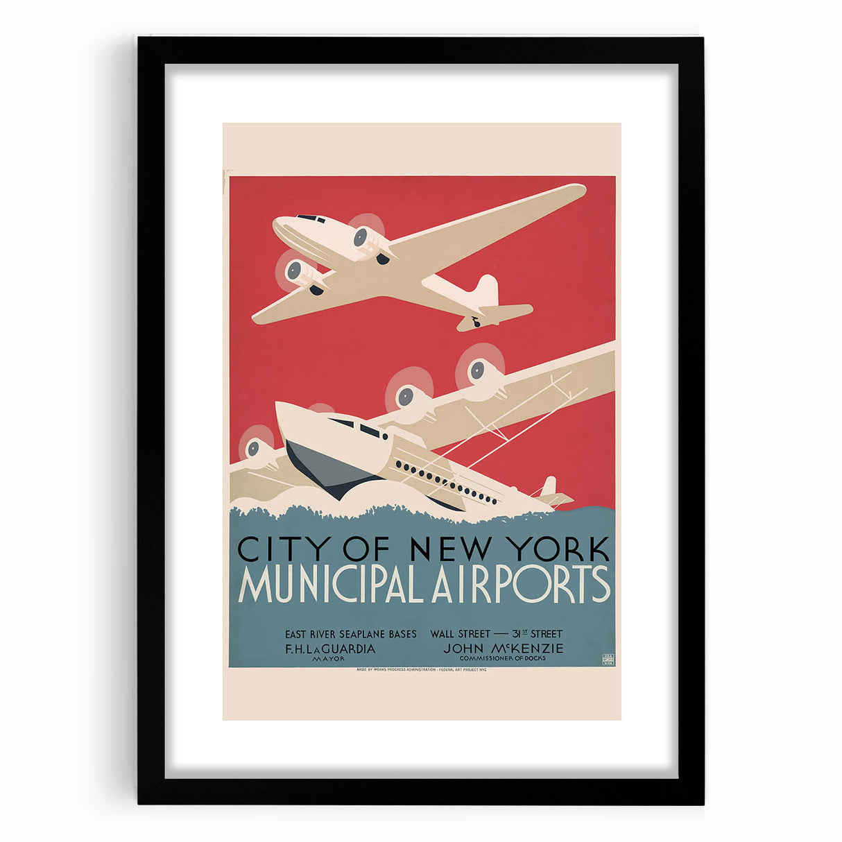 Vintage Travel Poster - New York Airports | Retro Aviation Art