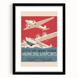 Vintage Travel Poster - New York Airports | Retro Aviation Art