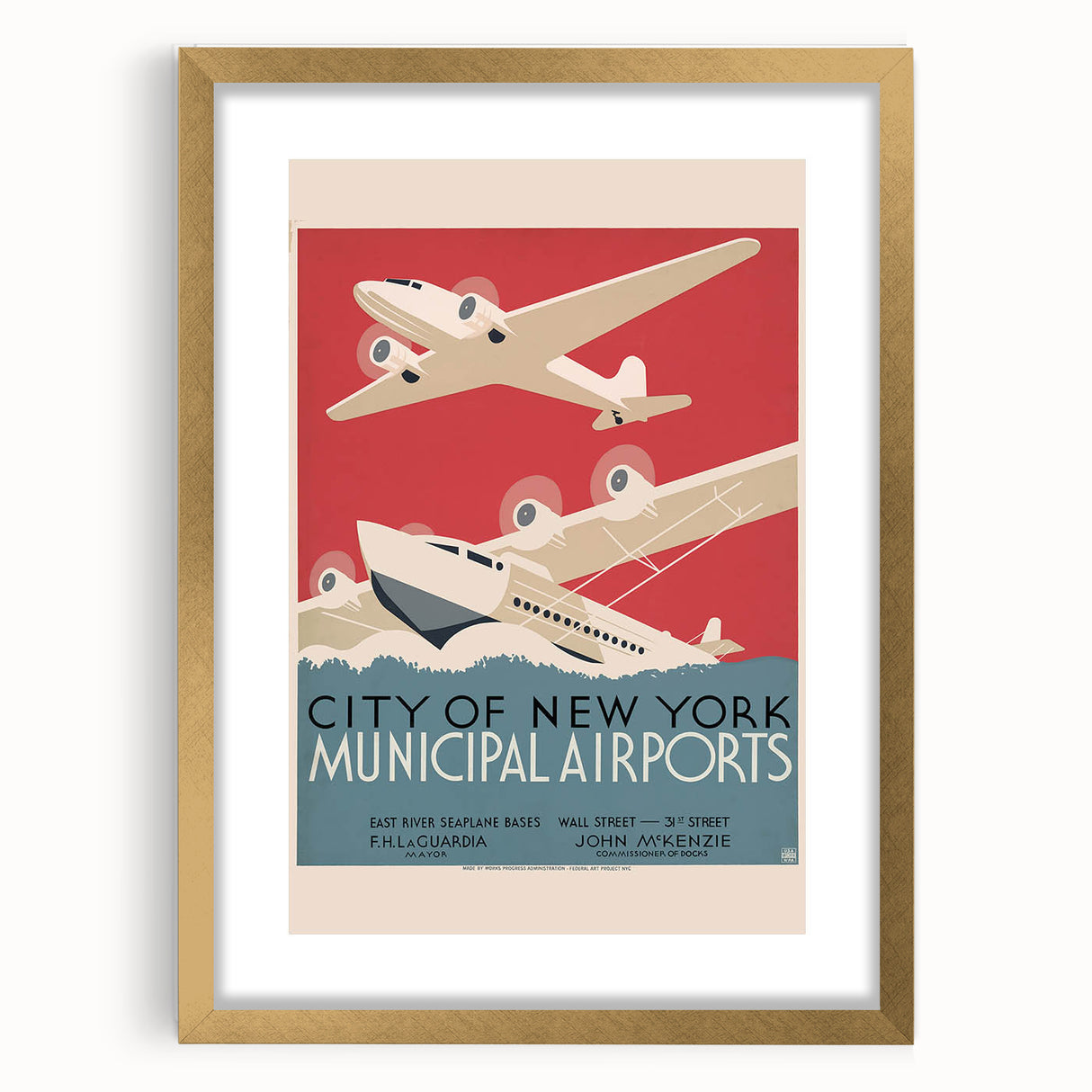 Vintage Travel Poster - New York Airports | Retro Aviation Art