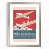 Vintage Travel Poster - New York Airports | Retro Aviation Art