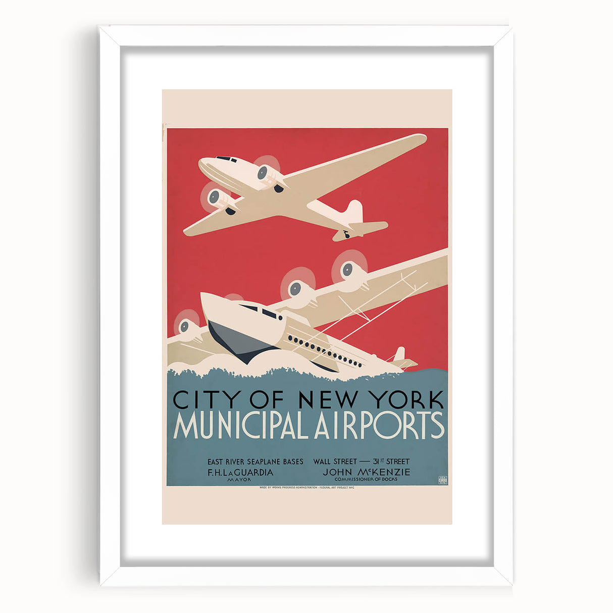 Vintage Travel Poster - New York Airports | Retro Aviation Art