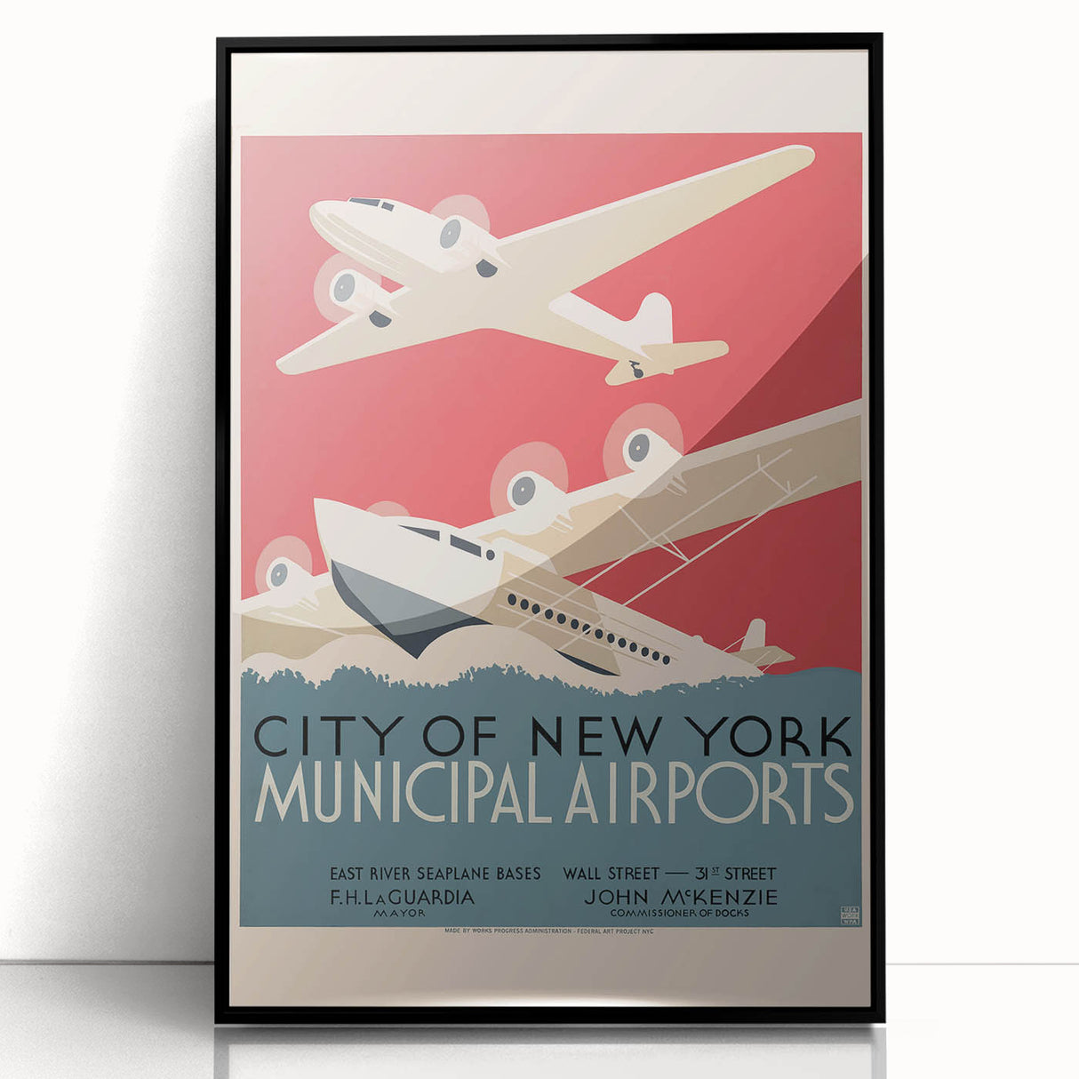 Vintage Travel Poster - New York Airports | Retro Aviation Art