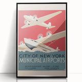 Vintage Travel Poster - New York Airports | Retro Aviation Art