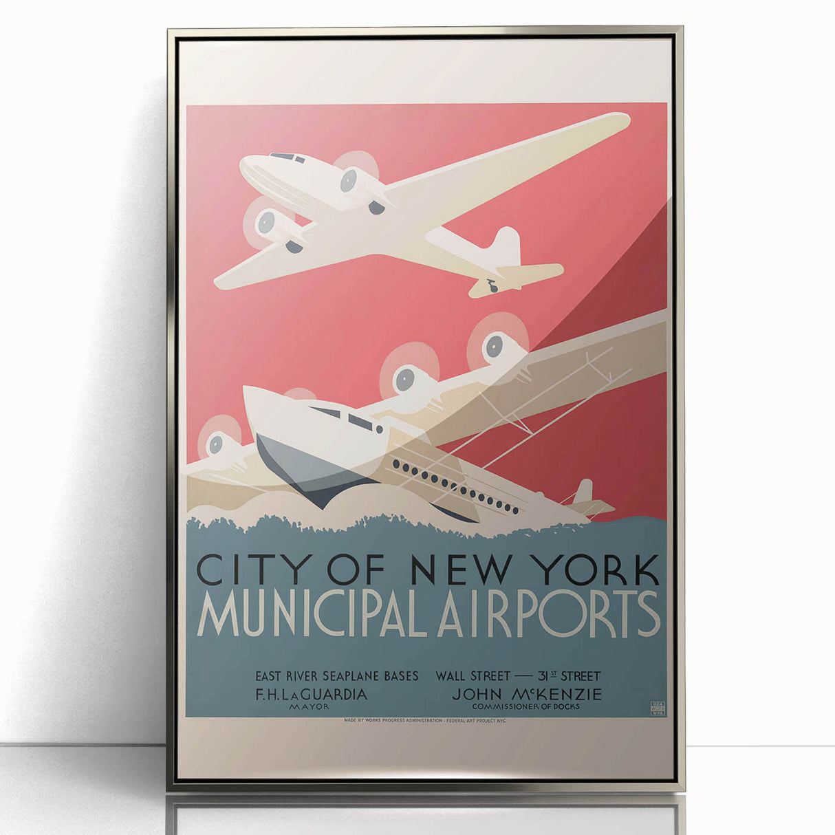 Vintage Travel Poster - New York Airports | Retro Aviation Art