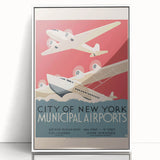 Vintage Travel Poster - New York Airports | Retro Aviation Art