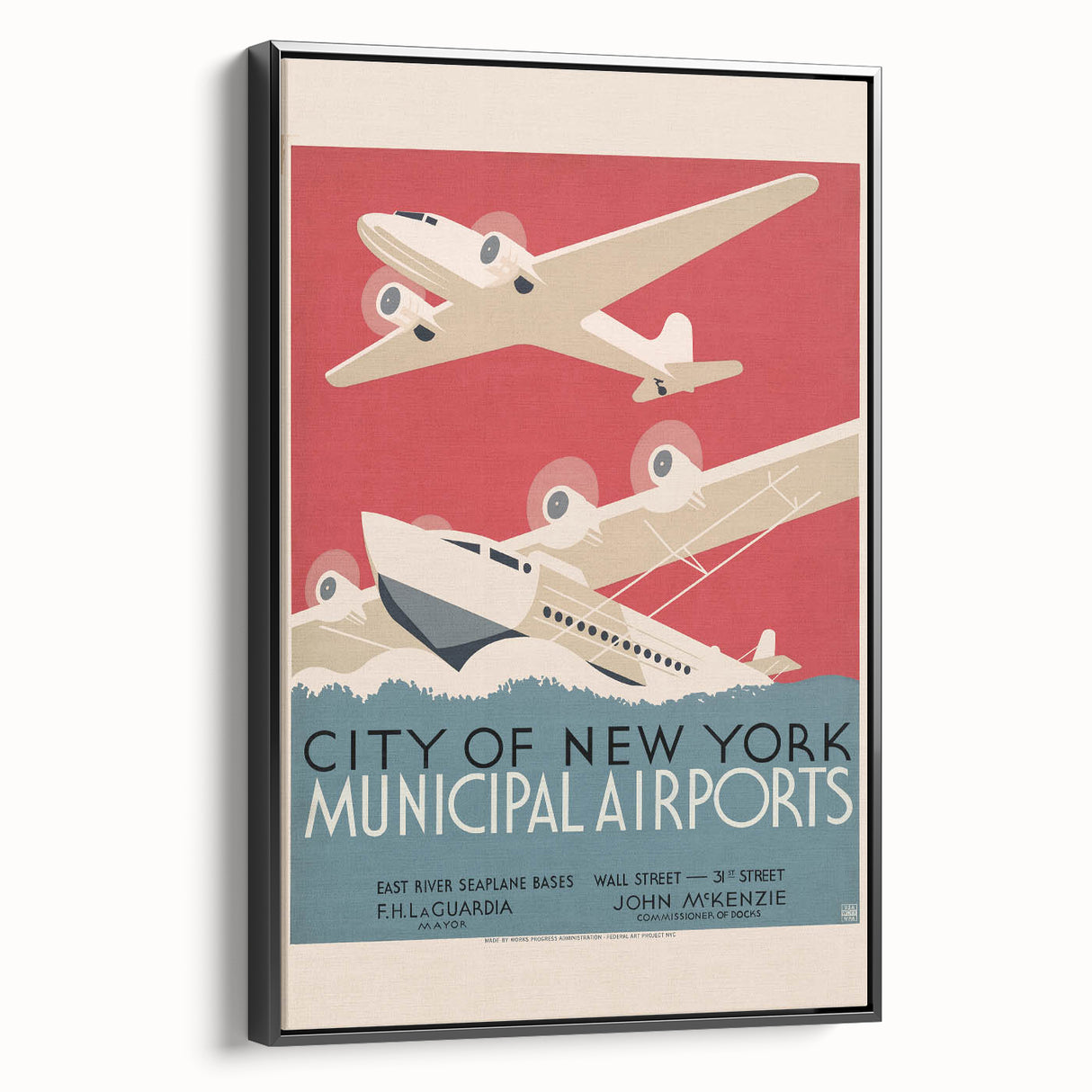 Vintage Travel Poster - New York Airports | Retro Aviation Art