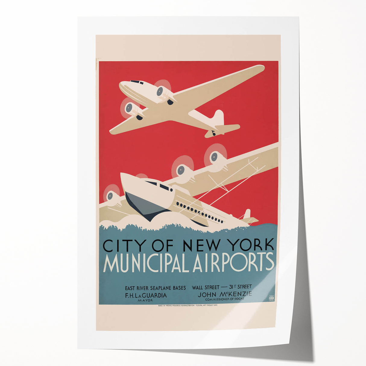 Vintage Travel Poster - New York Airports | Retro Aviation Art