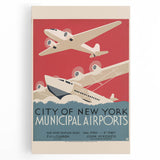 Vintage Travel Poster - New York Airports | Retro Aviation Art