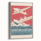 Vintage Travel Poster - New York Airports | Retro Aviation Art