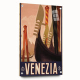 Vintage Travel Poster - Venice Italy | Retro Gondola Art