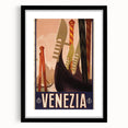 Vintage Travel Poster - Venice Italy | Retro Gondola Art