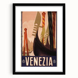 Vintage Travel Poster - Venice Italy | Retro Gondola Art