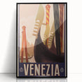 Vintage Travel Poster - Venice Italy | Retro Gondola Art