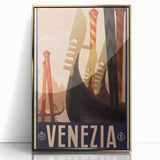 Vintage Travel Poster - Venice Italy | Retro Gondola Art