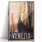 Vintage Travel Poster - Venice Italy | Retro Gondola Art