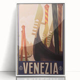 Vintage Travel Poster - Venice Italy | Retro Gondola Art