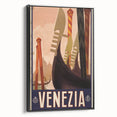 Vintage Travel Poster - Venice Italy | Retro Gondola Art