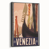 Vintage Travel Poster - Venice Italy | Retro Gondola Art