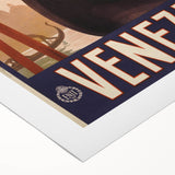 Vintage Travel Poster - Venice Italy | Retro Gondola Art