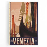 Vintage Travel Poster - Venice Italy | Retro Gondola Art