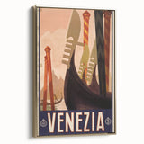 Vintage Travel Poster - Venice Italy | Retro Gondola Art