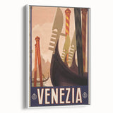 Vintage Travel Poster - Venice Italy | Retro Gondola Art