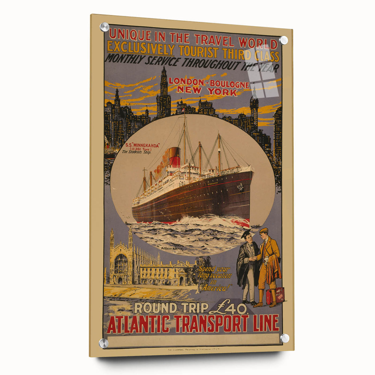 Vintage Travel Poster - Atlantic Transport Line | Retro Ship Art