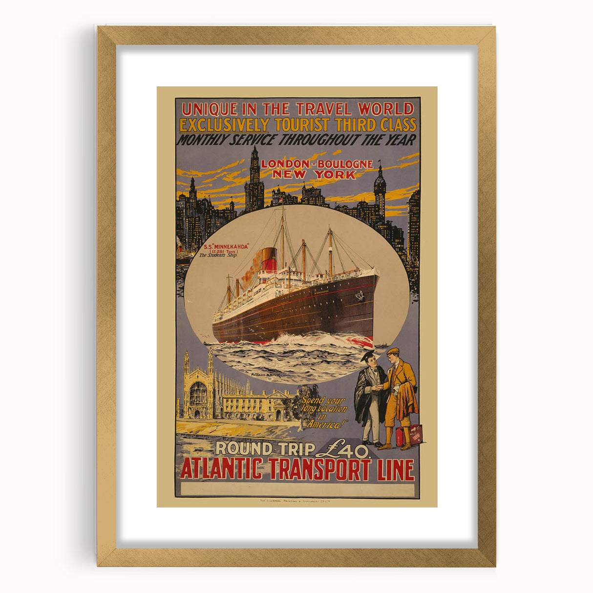 Vintage Travel Poster - Atlantic Transport Line | Retro Ship Art