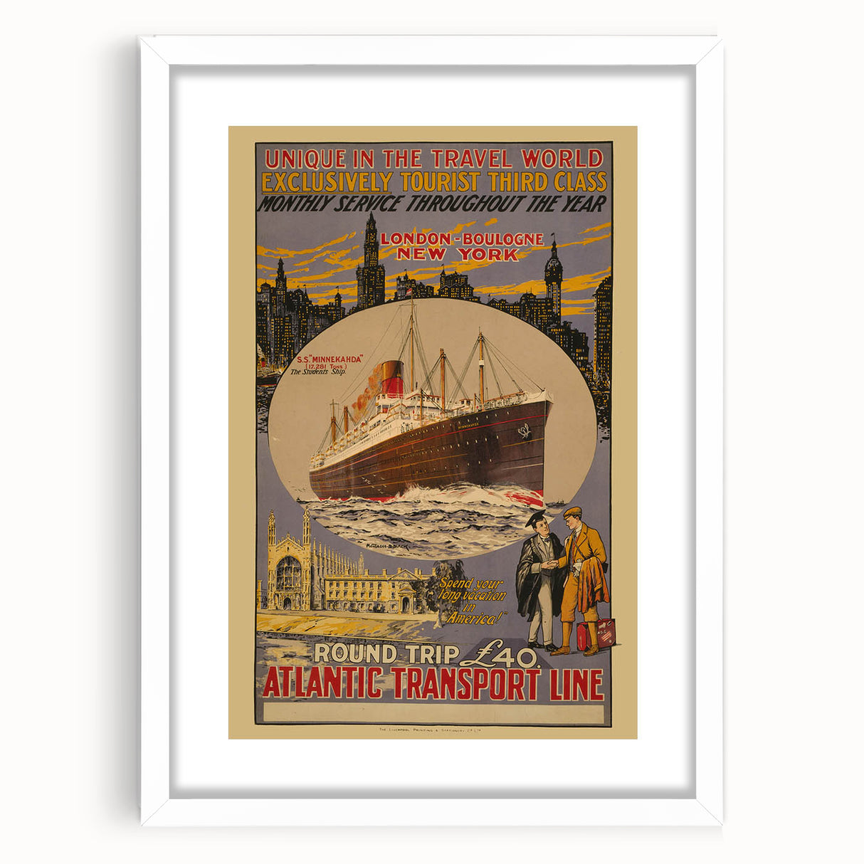 Vintage Travel Poster - Atlantic Transport Line | Retro Ship Art
