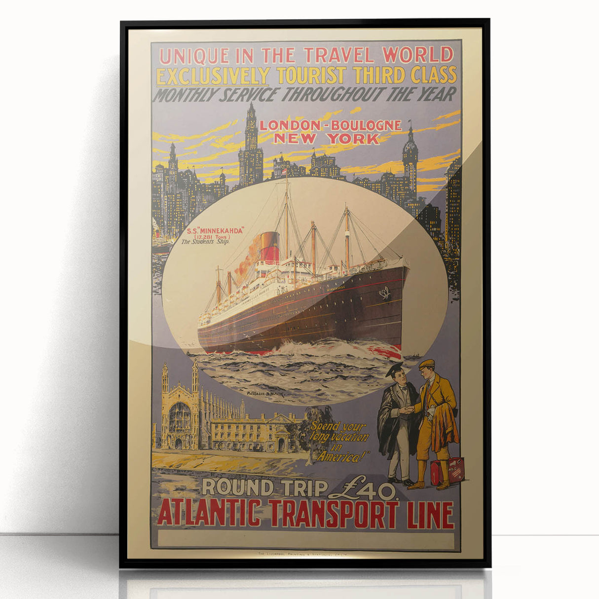 Vintage Travel Poster - Atlantic Transport Line | Retro Ship Art