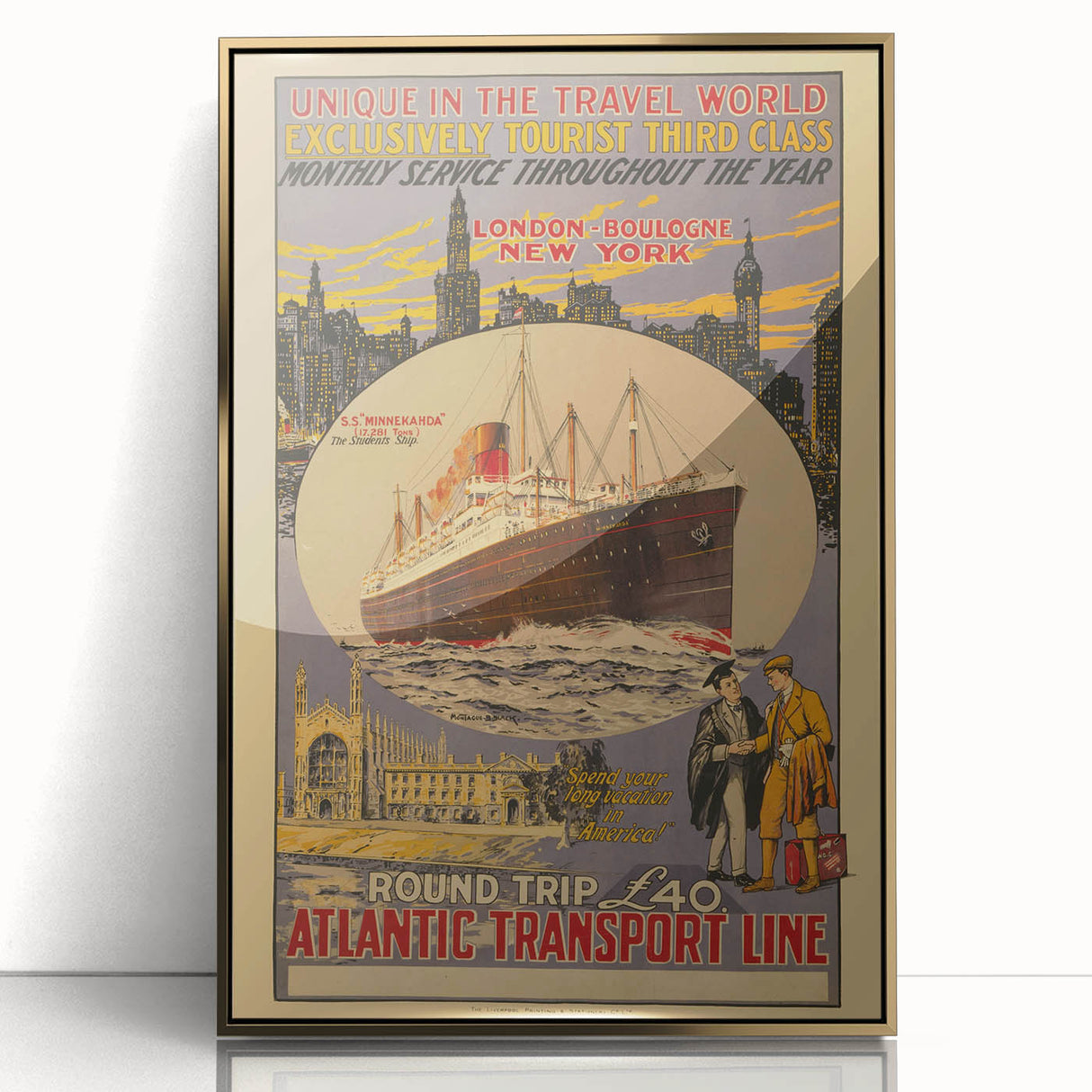 Vintage Travel Poster - Atlantic Transport Line | Retro Ship Art