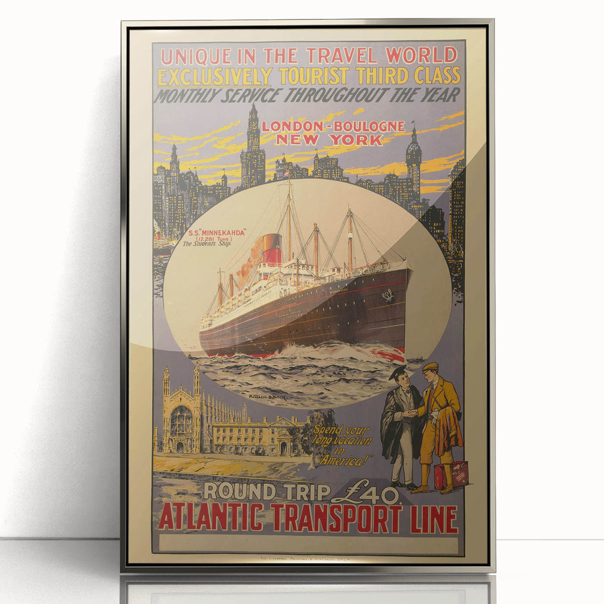 Vintage Travel Poster - Atlantic Transport Line | Retro Ship Art